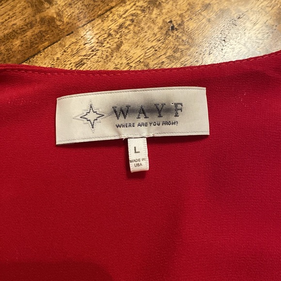 WAYF (Where are you from) Faux Wrap V-Neck Blouse in Raspberry Size Large - Picture 5 of 7
